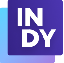 The old Indy logo, a square with INDY in all-caps.