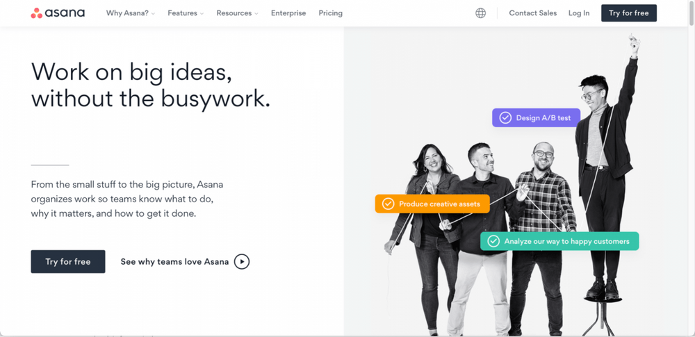 asana homepage