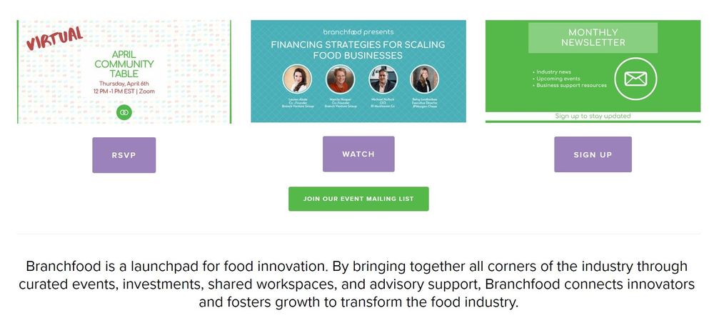 Branchfood coworking space homepage