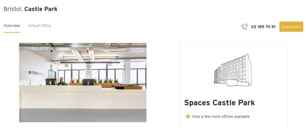 Castle Park coworking space homepage