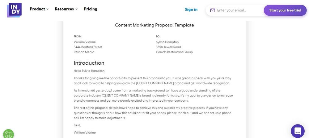 Content marketing proposal template