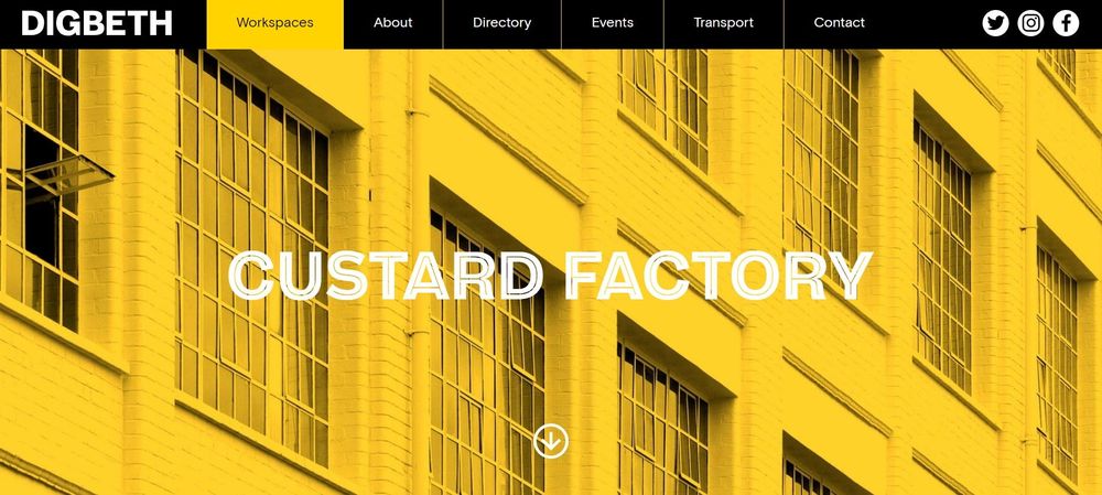 Custard Factory coworking space homepage
