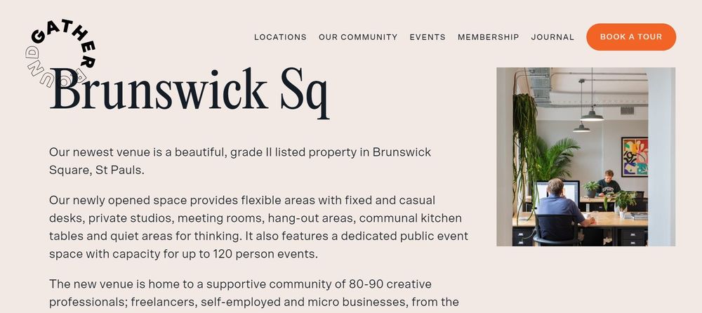 Gather Round Brunswick Square coworking homepage