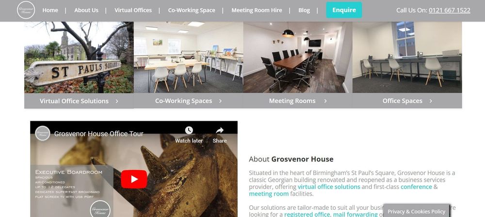 Grosvenor House coworking space homepage