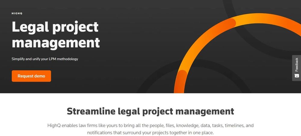 HighQ legal project management software homepage