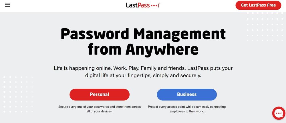 Last Pass homepage