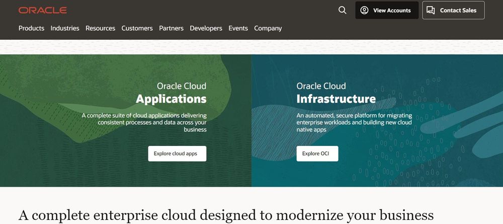 Oracle CRM homepage