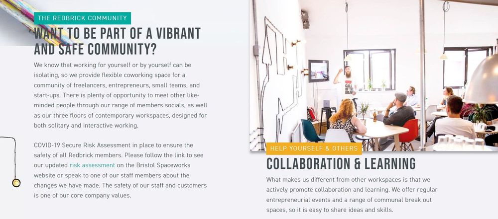 Redbrick house coworking space homepage