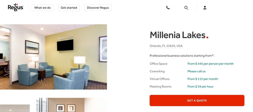 Regus Millenia Lakes coworking  homepage 