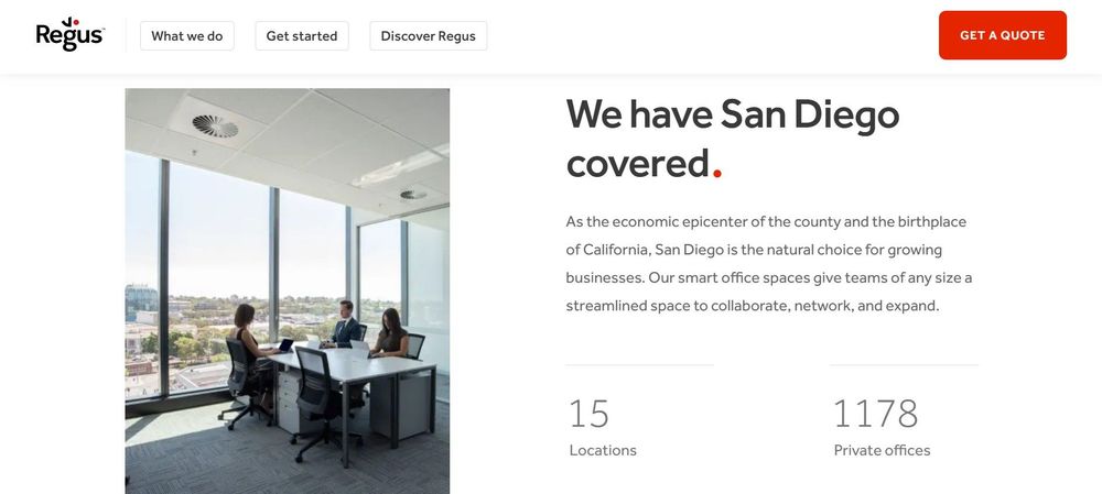 Regus San Diego homepage