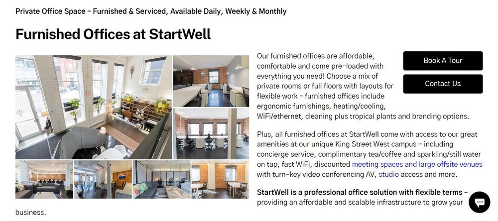 StartWell coworking space homepage