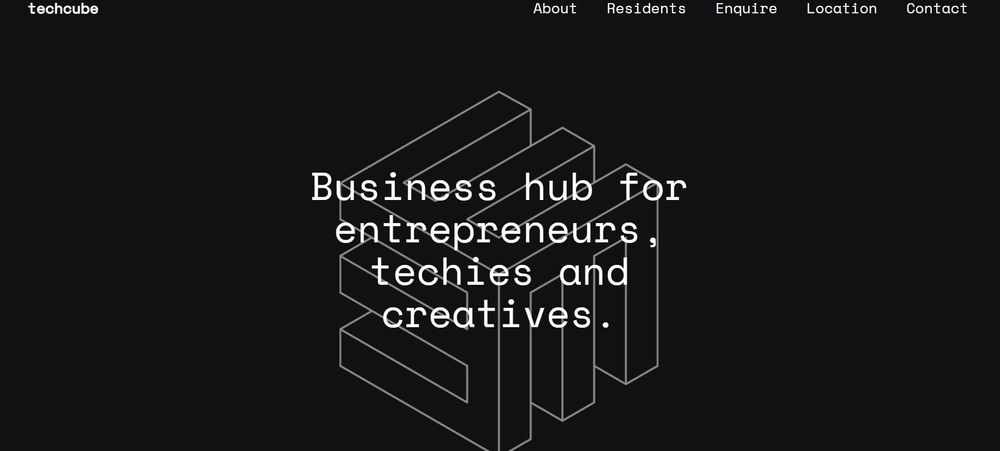 TechCube coworking space homepage