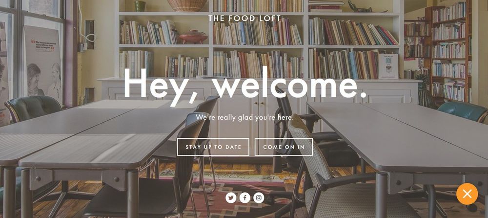 The Food Loft coworking space homepage