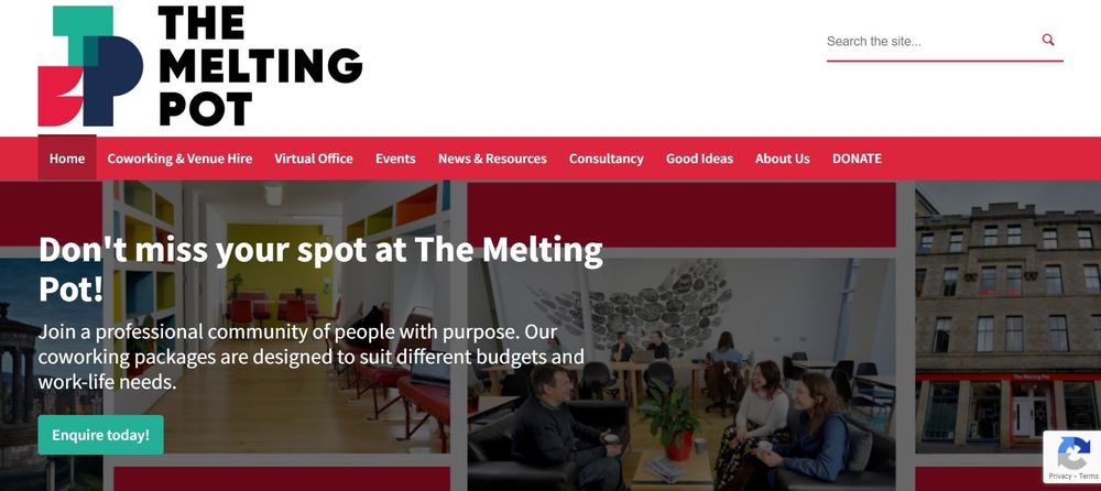 The Melting Pot coworking space homepage