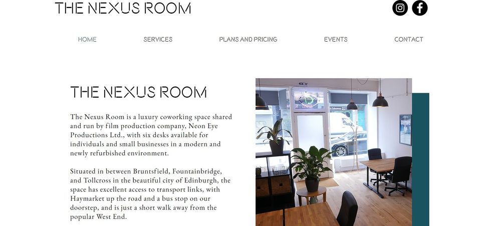 The Nexus Room coworking space homepage