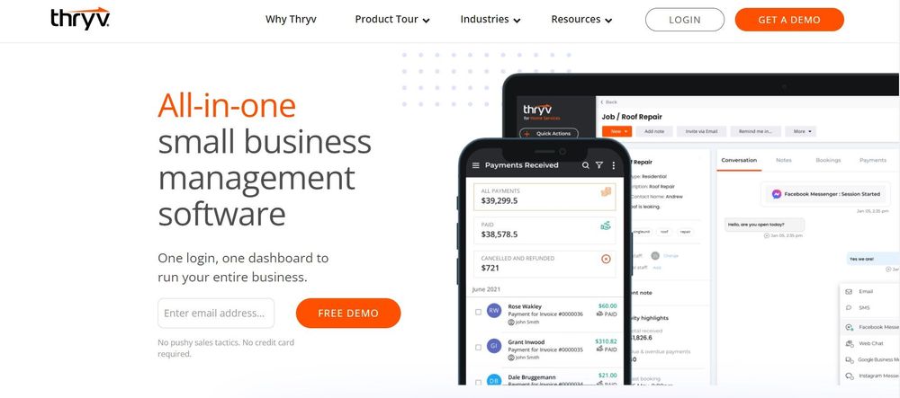 Thryv CRM homepage 