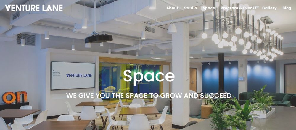 VentureLane coworking space homepage