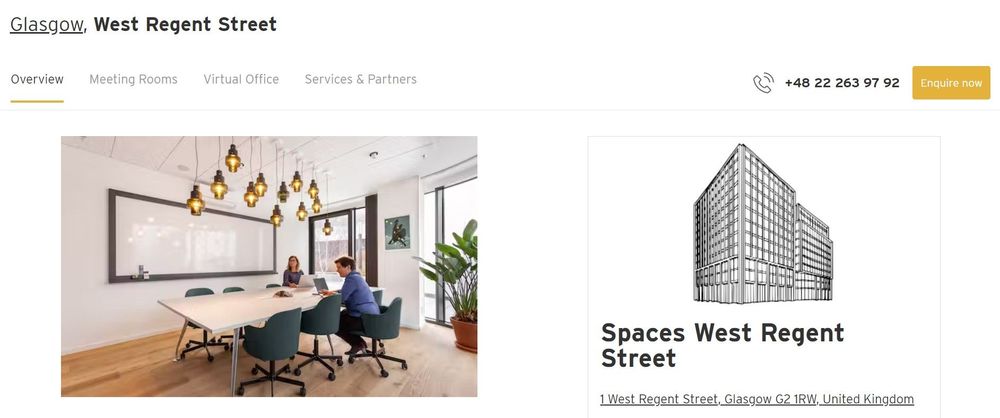 Spaces West Regent Street coworking homepage