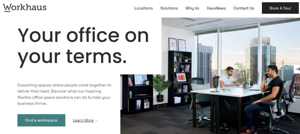 Workhaus coworking space homepage