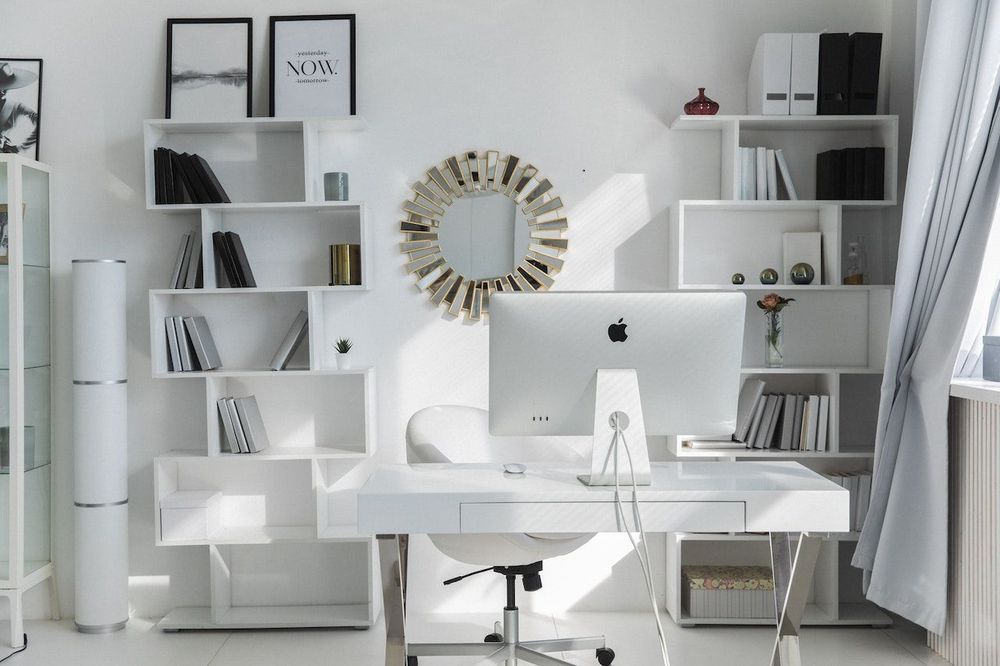 Home office in white colour 