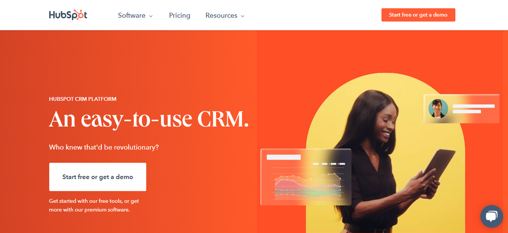 Hubspot CRM homepage