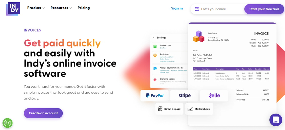 indy invoicing