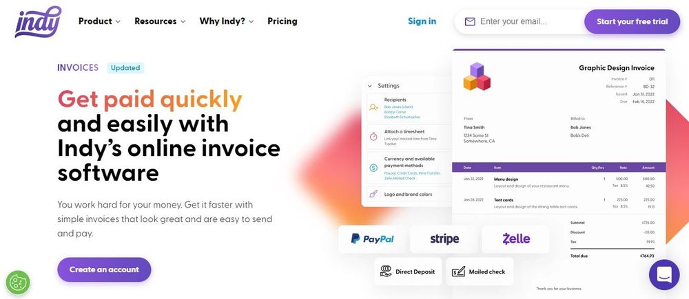 Indy's invoices tool