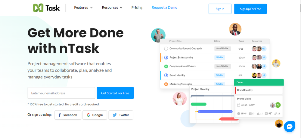 nTask homepage