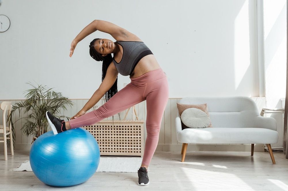 Freelancer is doing exercises at home