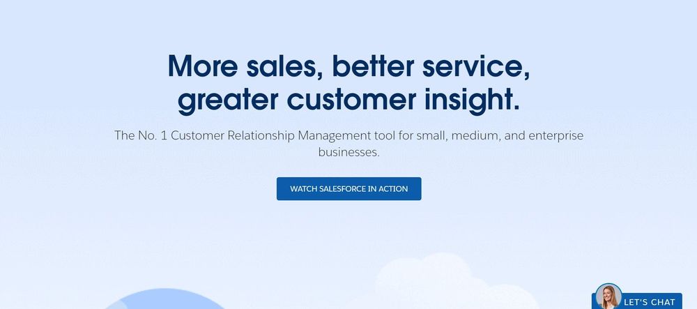 Salesforce CRM homepage