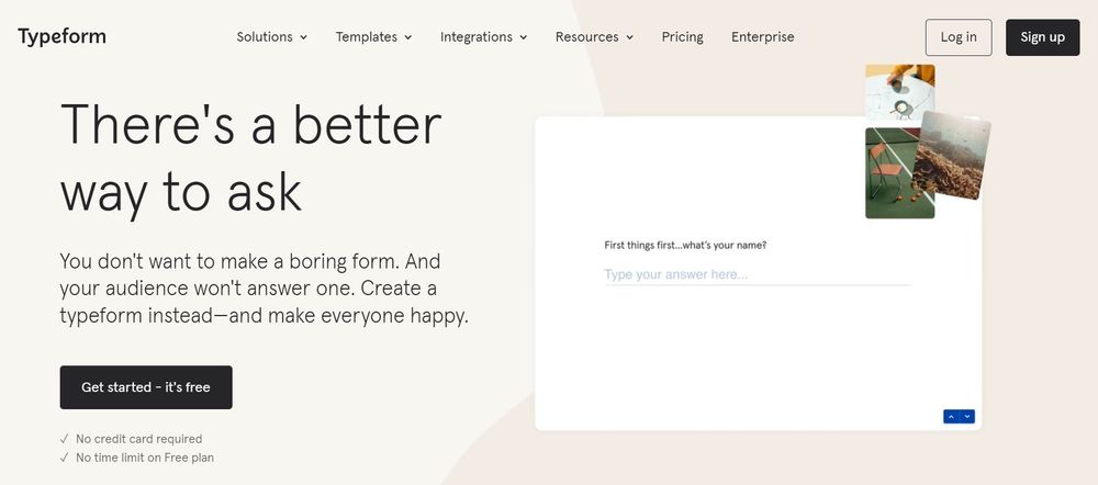 typeform homepage