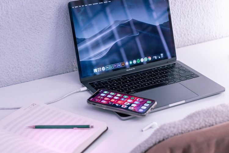 using a laptop