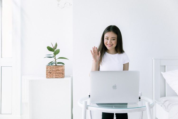 Woman is working as a digital nomad