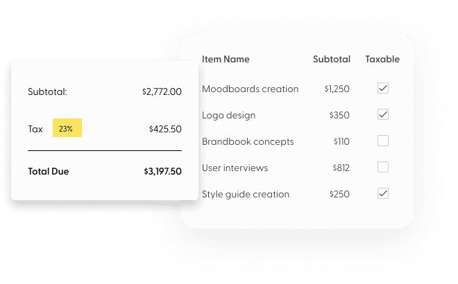 Set the tax rate and taxable items.