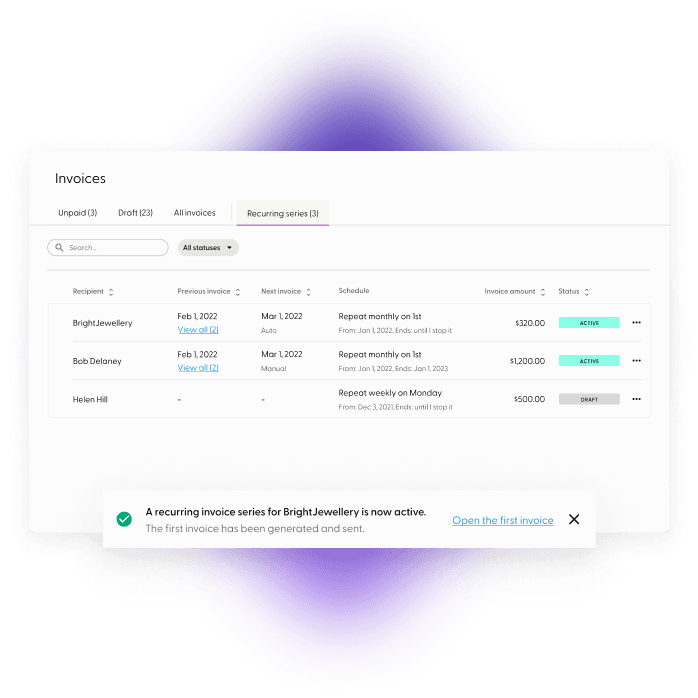 Recurring series control center